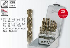 KS TOOLS Zestaw wierteł HSS-G Co 5 spiralnych w opakowaniu z blachy stalowej 25sz. 330.3613