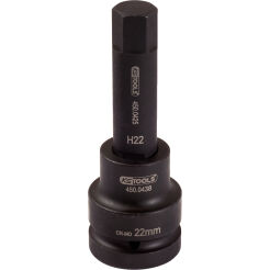 Nasadka udarowa 1" z grotem 6-kątnym 22mm L=145mm długa KS TOOLS 450.0493
